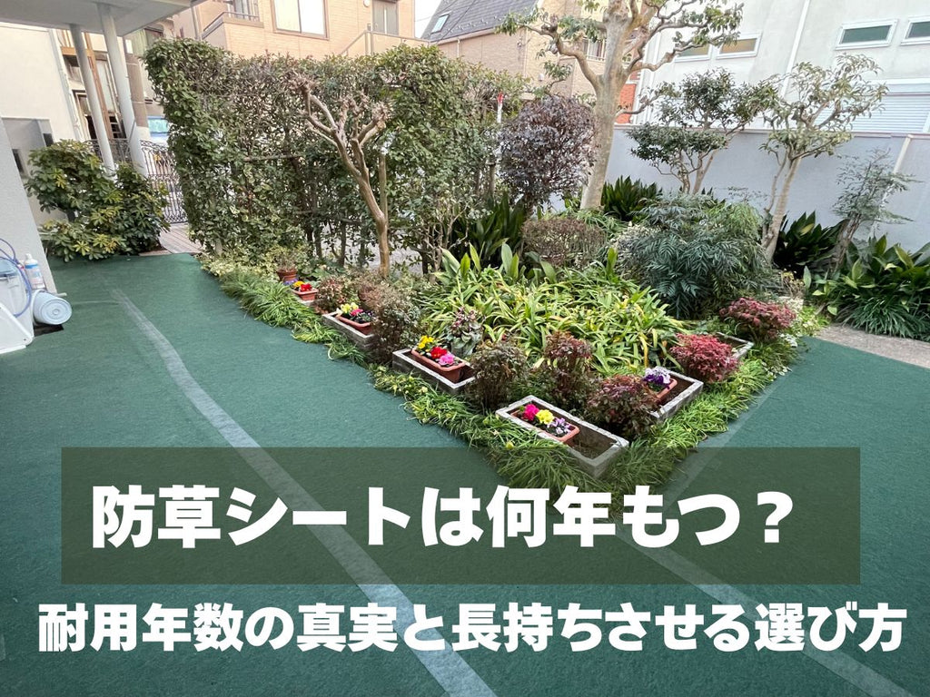 防草シートは何年持つかを表す一般家庭の庭に敷設した防草シートの写真